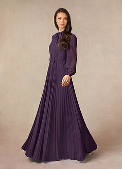 Azazie Adellah Mother of the Bride Dresses Plum A-Line Pleated Chiffon Dress image2