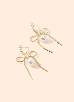 Bow and Pearl Dangle Earrings