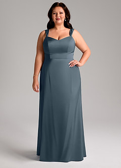 Azazie Denice Bridesmaid Dresses Twilight Sheath Pleated Stretch Satin Dress image8