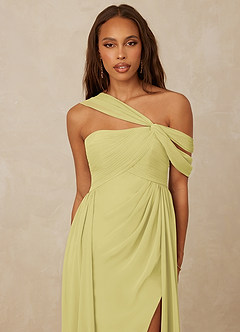 Christian Siriano Bridal for Azazie 1014 Bridesmaid Dresses Lemon Sorbet A-Line Off the Shoulder Chiffon Dress image6