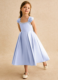 Azazie Yosemite Flower Girl Dresses Lavender Ball-Gown Sweetheart Neckline Matte Satin Dress image6