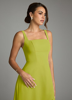 Azazie Debra Bridesmaid Dresses Lemongrass A-Line with Pockets Chiffon Convertible Dress image3