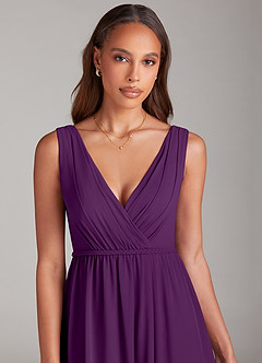 Azazie Tanicia Brautjungfernkleider A-Linie Plissee Chiffon Kleid Traube image5