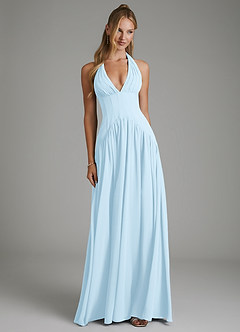 Azazie Alicia Bridesmaid Dresses Sky Blue A-Line Pleated Chiffon Dress image1
