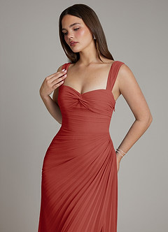 Azazie Amberly Bridesmaid Dresses Terracotta Sheath Sweetheart Neckline Chiffon Dress image3