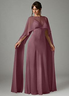 Azazie Stefania Rochii de domnișoară de onoare A-Line Satin elastic Lungime până la podea Rochie image3