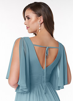Azazie Temeka Bridesmaid Dresses Moody Blue A-Line Ruched Chiffon Dress image5