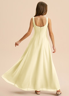 Azazie Lambie Junior Lemon Sorbet A-Line Pleated Chiffon Dress image8