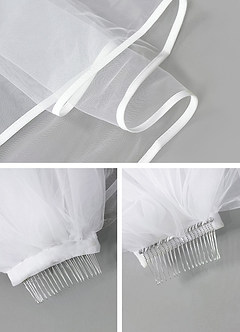 front Adeline Ribbon Cathedral Veil With Blusher
