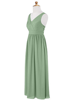 Azazie Kora Junior A-Linie Plissee Chiffon Kleid Matcha image7