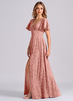 Azazie Kimber Jurken voor bruidsmeisjes Jurk van Bloemen Burn-out met A-Lijn met Zakken Rozet image5