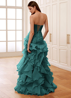 Christabelle Peacock Corset Rhinestone Sheer Lace Prom Dress image2