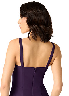 Azazie Gianetta Bridesmaid Dresses Plum Mermaid Side Slit Stretch Crepe Dress image5