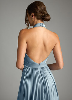 Azazie Zienna Brudtärnklänningar Klä av A-Linje i Stretch Satin Plisserad Dammblå image7