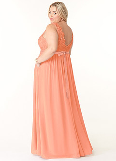 Azazie Elly Bridesmaid Dresses Sunset A-Line Lace Scoop Neck Chiffon Dress image10