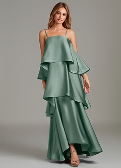 Azazie Azalea Bridesmaid Dresses Silver Sage A-Line Ruched Stretch Satin Dress image6