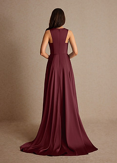 Azazie Niles vestidos de madre de la novia Vestido de Cabernet de Satén Elástico de Corte En A con Trenes image4