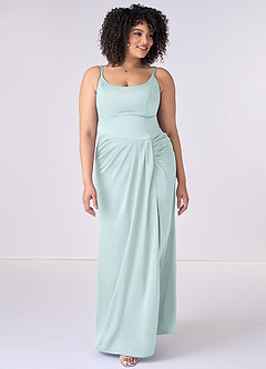 Barbie ♥ Azazie Final Sale Barbie Pink Mermaid Pleated Stretch Satin Dress image1