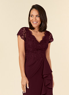 Azazie Carmen Mother of the Bride Dresses Cabernet Sheath Lace Dress image5