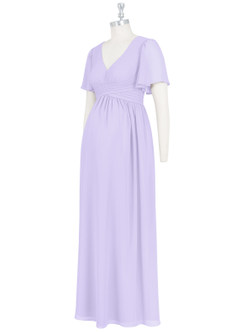 Azazie Verna Maternity Bridesmaid Dresses A-Line V-Neck Ruched Chiffon Floor-Length Dress image9