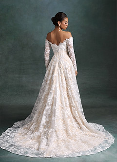 Azazie Skylar Robes de mariée Robe Trapèze en Dentelle Décolleté en cœur Diamant Blanc Champagne image2