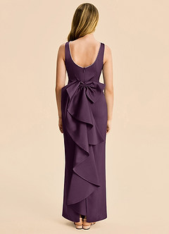 Azazie Emi Junior Plum Sheath Bow Stretch Satin Dress image5