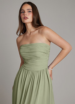 Azazie Andreina Bridesmaid Dresses Pistachio A-Line Pleated Chiffon Dress image6