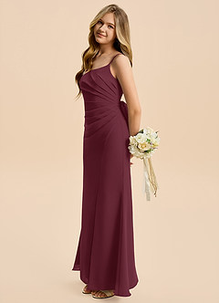 Azazie Amelia Junior Cabernet Mermaid Pleated Chiffon Dress image1