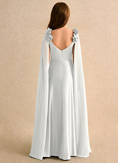 Azazie Rosita Girls Formal 플라워 걸 드레스 A라인 주름진 스트레치 새틴 플로어 길이 드레스 image2