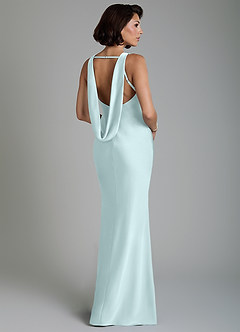 Azazie Dariah Bridesmaid Dresses Sea Glass Mermaid Side Slit Stretch Satin Dress image2