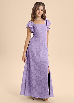Azazie Bondi Junior Lilac A-Line Bow Floral Burnout Dress image6