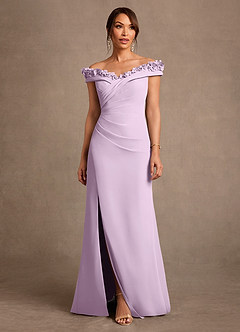 Azazie Jettie Abiti per la Madre della Sposa Abito Tubino in Chiffon Plissettato Lilla Glassato image1