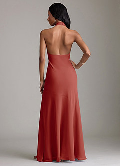 Azazie Lorena Bridesmaid Dresses Terracotta Mermaid Pleated Chiffon Dress image2