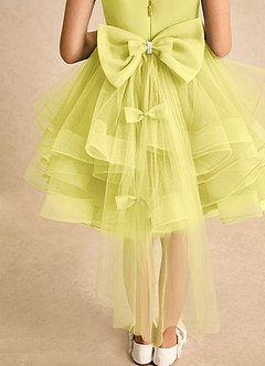 Azazie Tinie Abiti da Ragazza di Fiori Abito Principessa in Tulle Fiocco Canarino image7