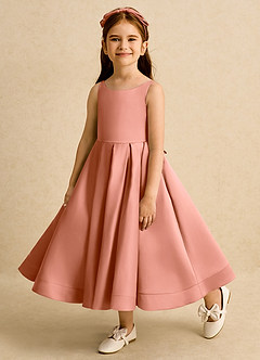 Azazie Babs Blumenmädchenkleider Ballkleid Plissee Matte Satin Kleid Mai Tai image8