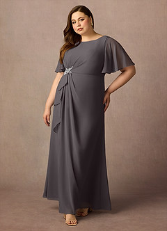 Azazie Rain Mother of the Bride Dresses Steel Grey Sheath Beaded Chiffon Dress image9
