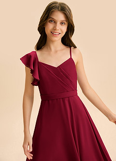 Azazie Kelsea Junior Klä av A-Line i Chiffong Rynkad image7