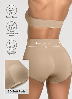 front Majtki modelujące bezszwowe z wkładką 3D Butt-Padding (modelujące brzuch i podnoszące pośladki)