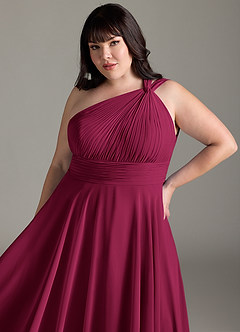 Azazie Charlize Brautjungfernkleider A-Linie One-Shoulder Chiffon Kleid Burgunderrot image12
