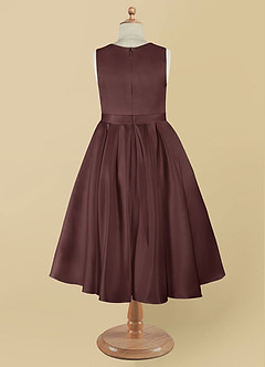 Azazie Coco Blumenmädchenkleider A-Linie Schleifen Matte Satin Kleid Espresso image9