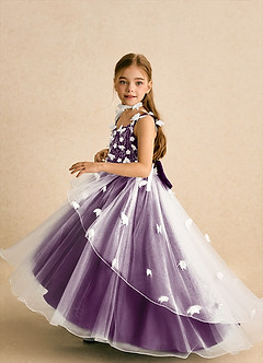 Azazie Darlina vestidos de niña de las flores Vestido de Marfil Uva de Tul de Princesa con Encaje image3