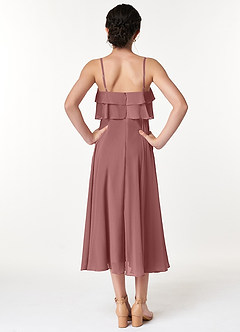 Azazie Ensley Junior Desert Rose A-Line Pleated Chiffon Dress image2