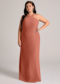 Azazie Doretta Bridesmaid Dresses Clay Mermaid Pleated Chiffon Dress image8