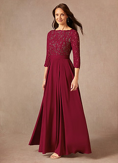 Azazie Lucianna Mother of the Bride Dresses Burgundy Taupe A-Line Lace Dress image6