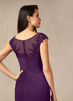 Azazie Oliniana Mother of the Bride Dresses Grape Mermaid Lace Mesh Dress image4