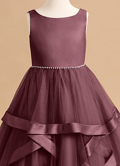 Azazie Posy Blumenmädchenkleider A-Linie Mit Perlen Tüll Kleid Sangria image5