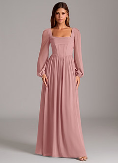 Azazie Maree Bridesmaid Dresses Dusty Rose A-Line Corset Chiffon Dress image5