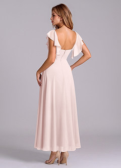 Azazie Leilani Bridesmaid Dresses Blushing Pink A-Line Ruched Chiffon Dress image5
