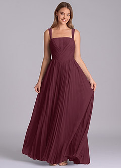 Azazie Mina Jurken voor bruidsmeisjes Jurk van Chiffon met A-Lijn Geplooid Cabernet image4