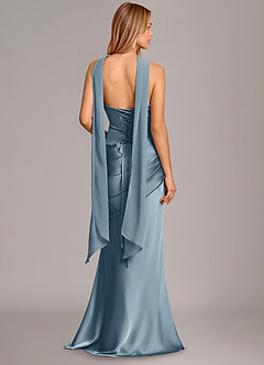 Azazie Pelagia Bridesmaid Dresses Dusty Blue Mermaid Corset Stretch Satin Convertible Dress image4